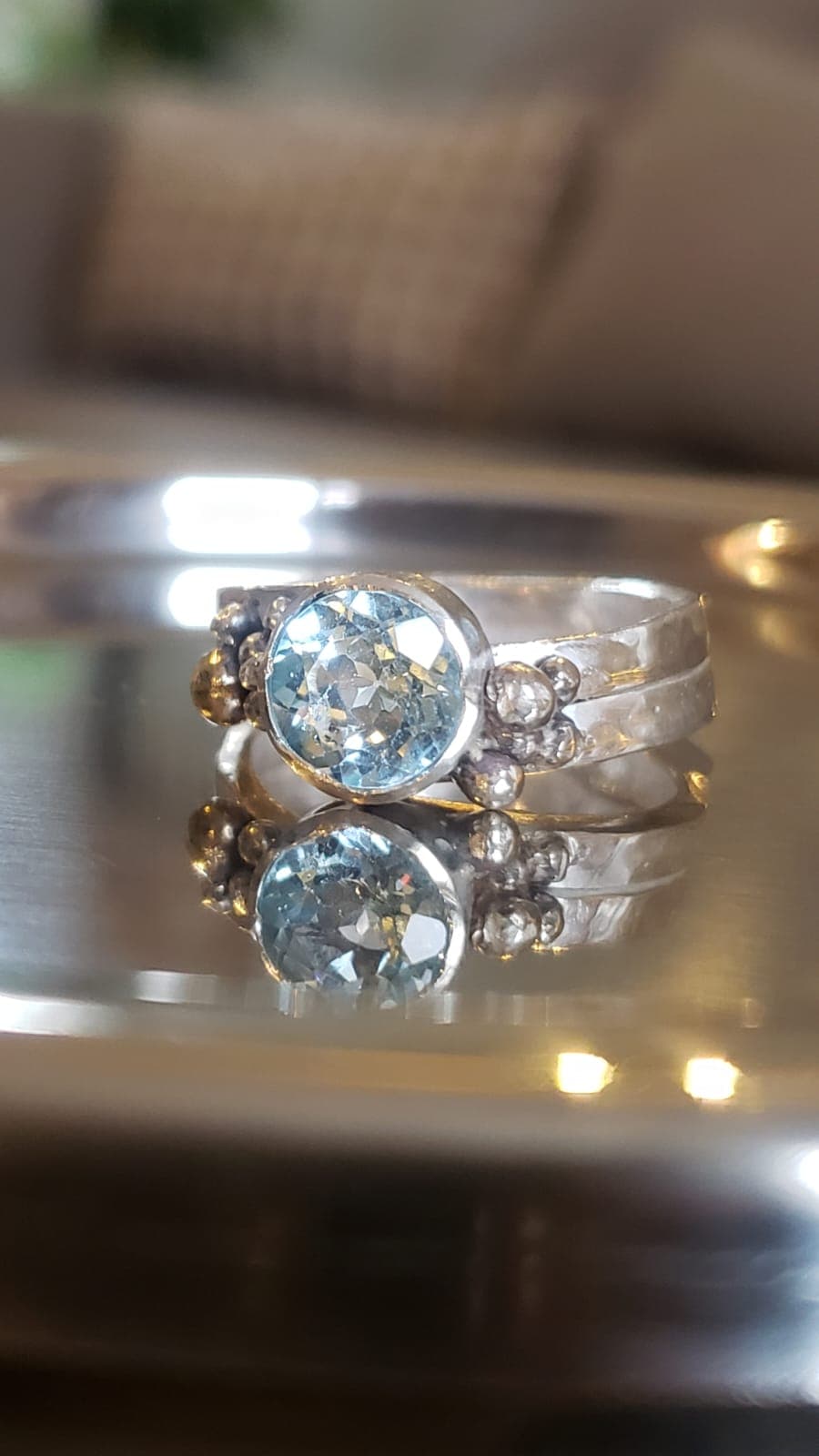 Anillo de plata 950 con cuarzo rosa